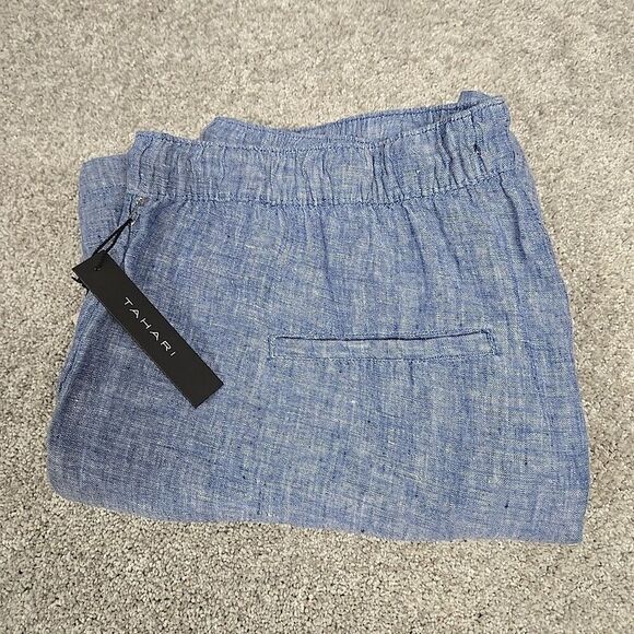 Women's Tahari 100% Linen Shorts 6" Pockets Heathered Blue Women’s Size 1X NWT - Picture 6 of 7